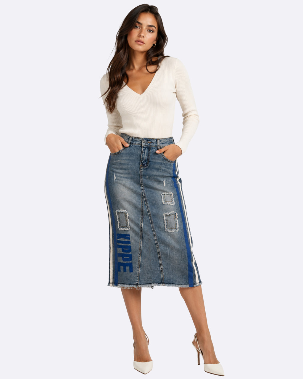 Designer Rugged Denim Skirt