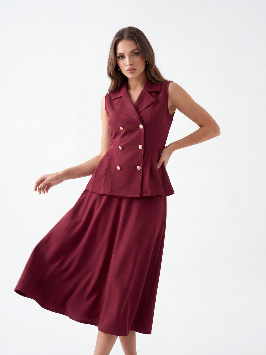 Maroon 2-piece Dress