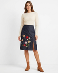 Knee Length Denim Embroidery Skirt