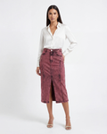 Maroon Denim Skirt