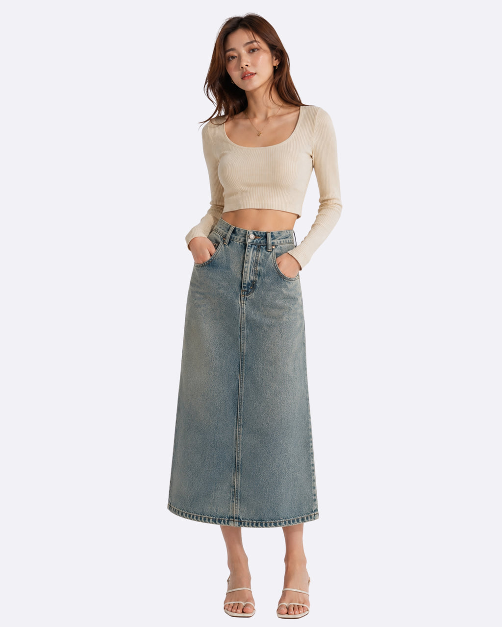 Long Denim Skirt