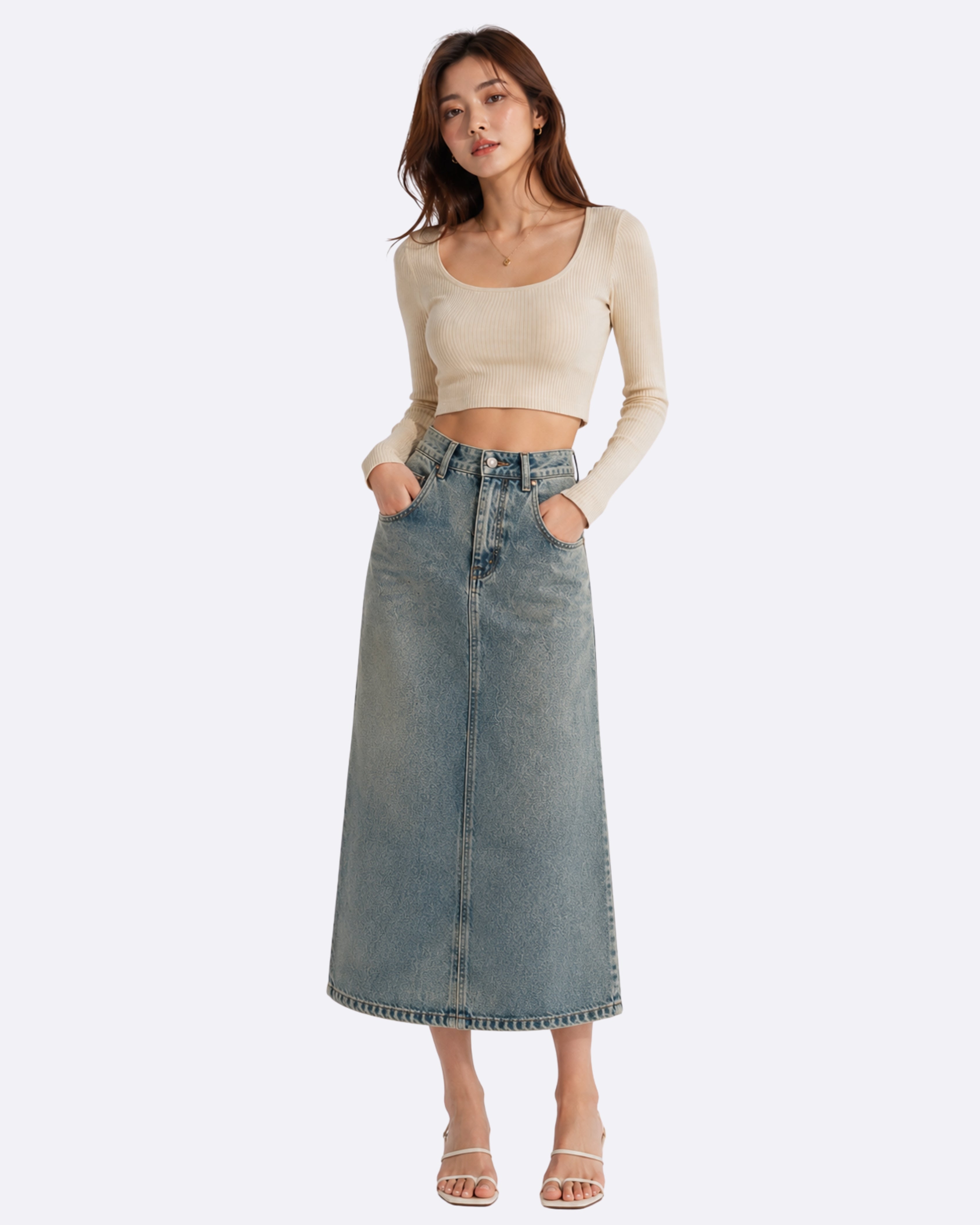 Long Denim Skirt