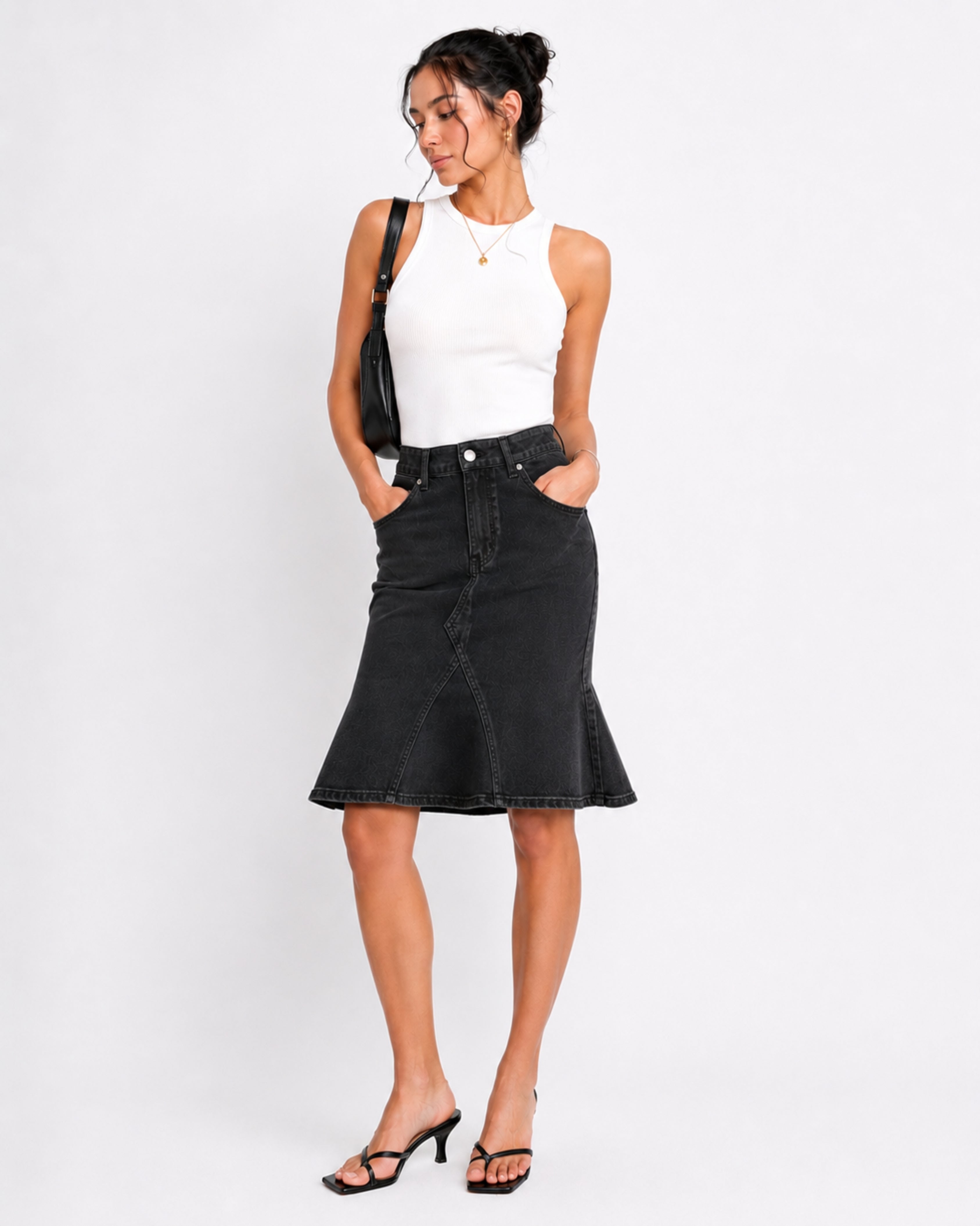 Denim Skirt Black