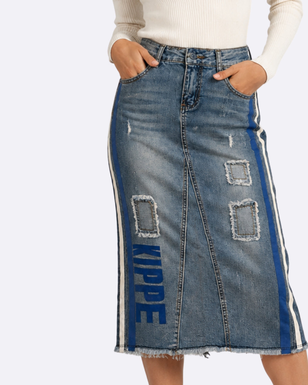 Designer Rugged Denim Skirt