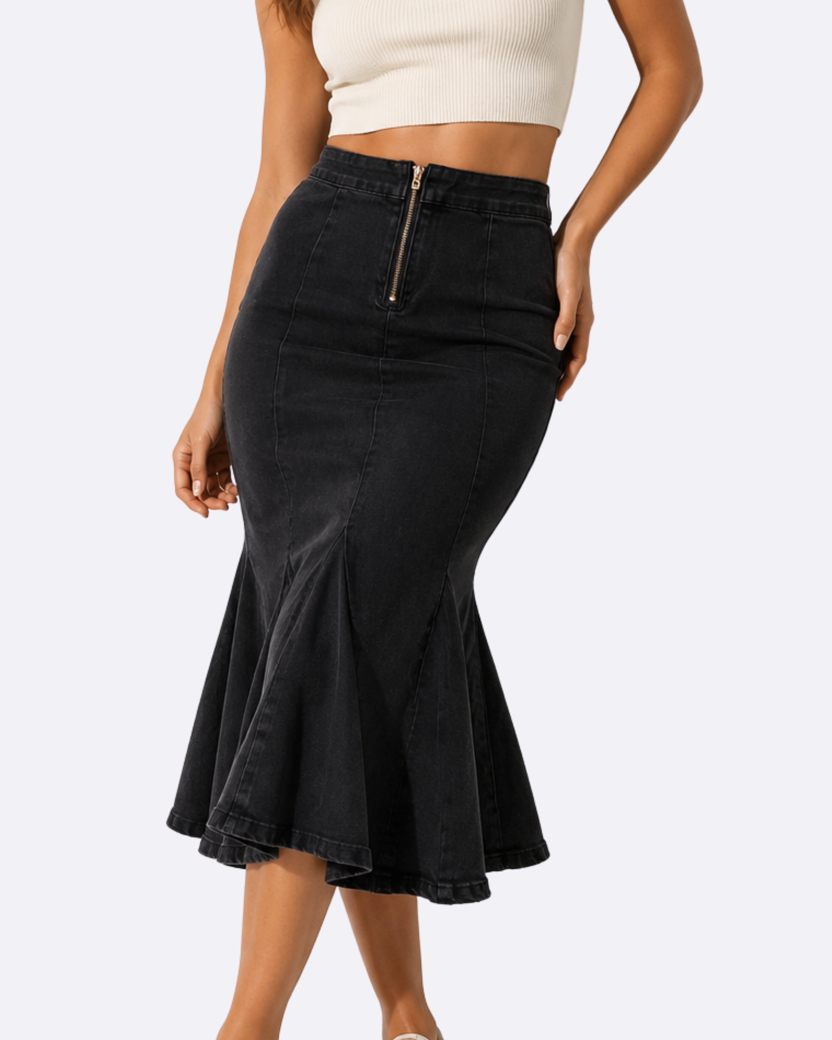 Denim Zip Skirt
