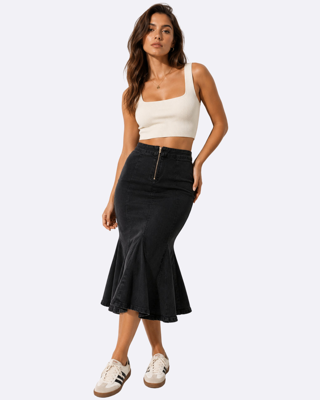 Denim Zip Skirt