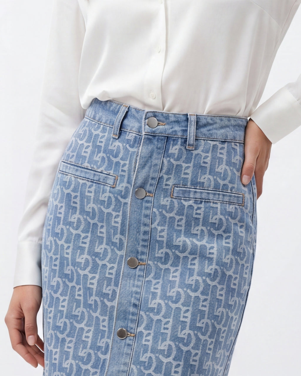 Denim Button Skirt
