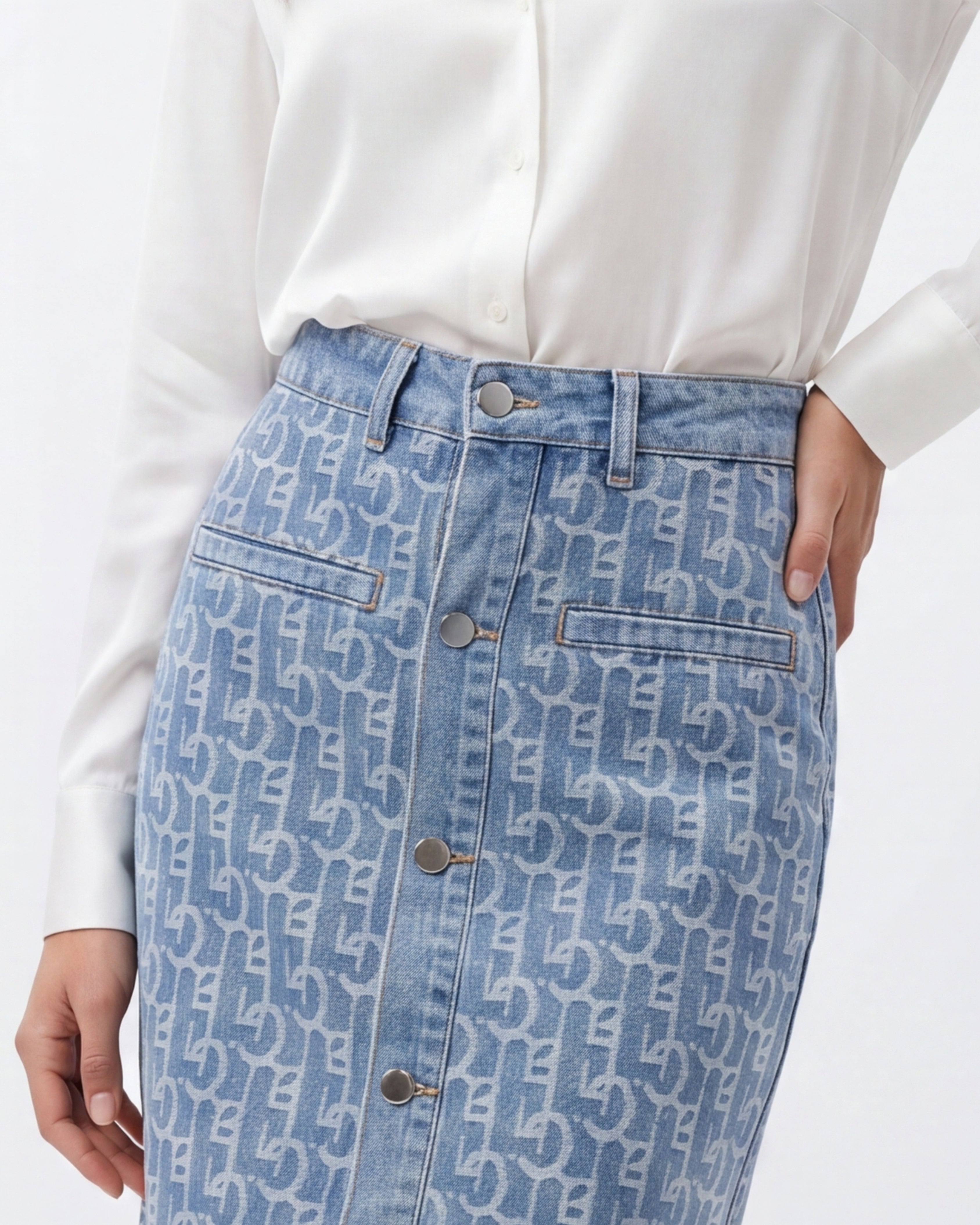 Denim Button Skirt