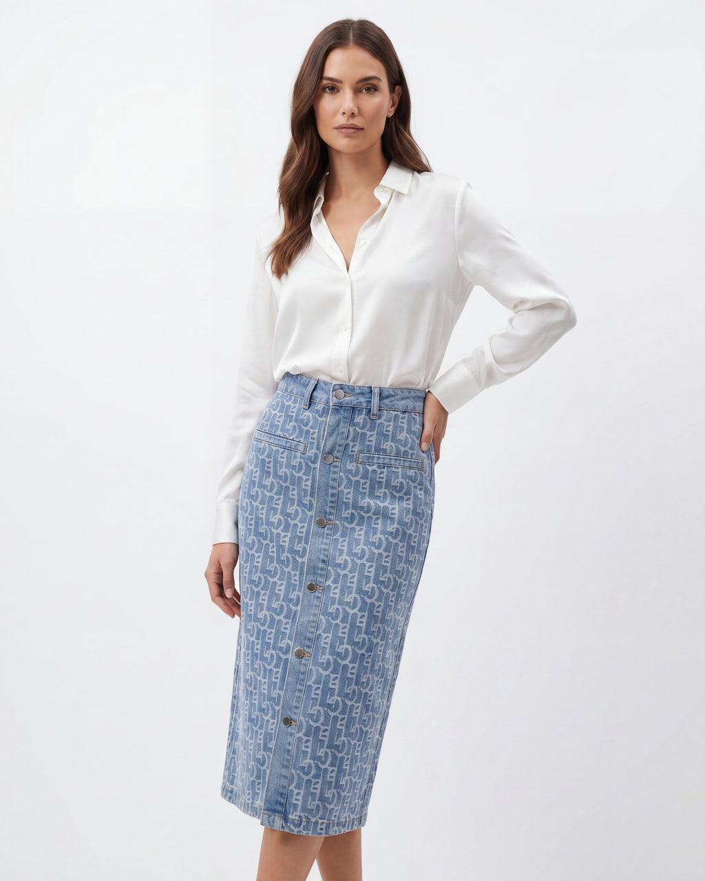Denim Button Skirt