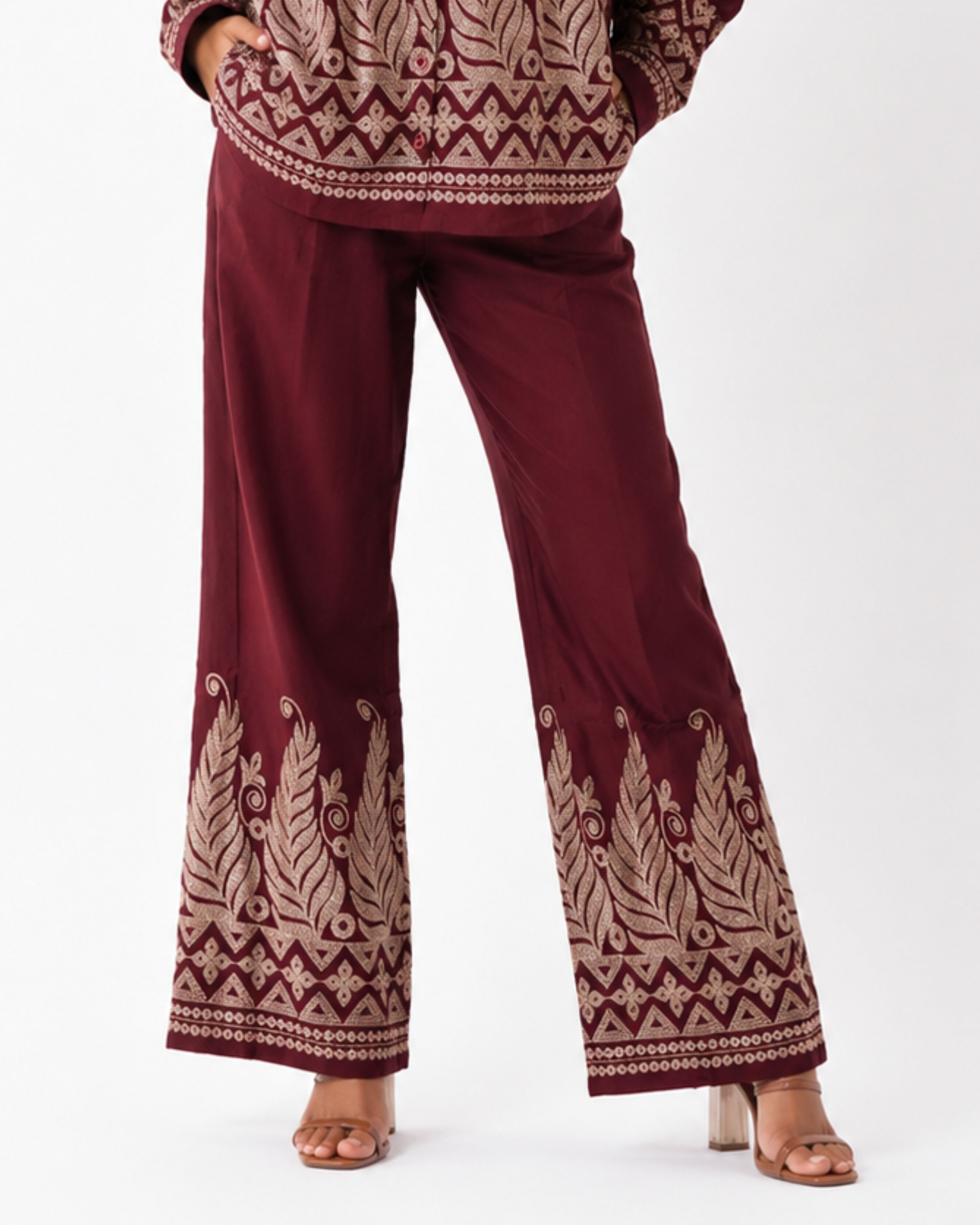 Korean Heavy Embroidery Cord-Set Persian Plum color