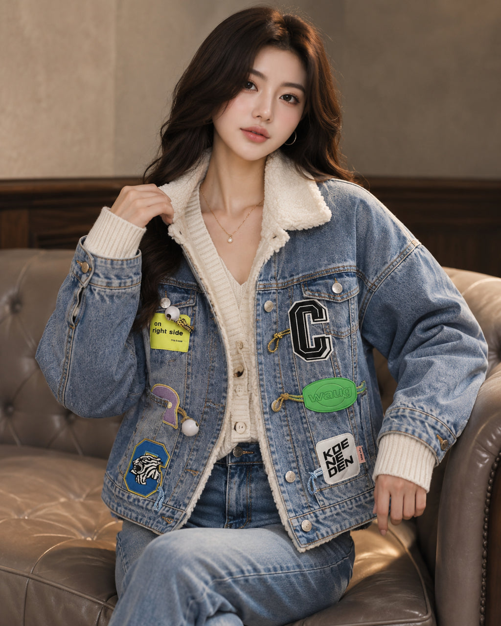 Denim top White
