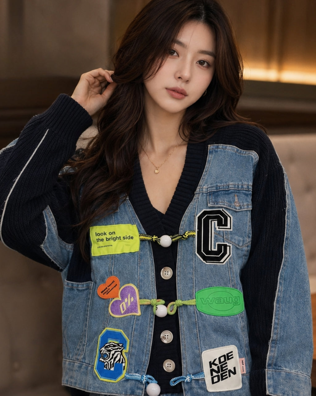 Denim top Black