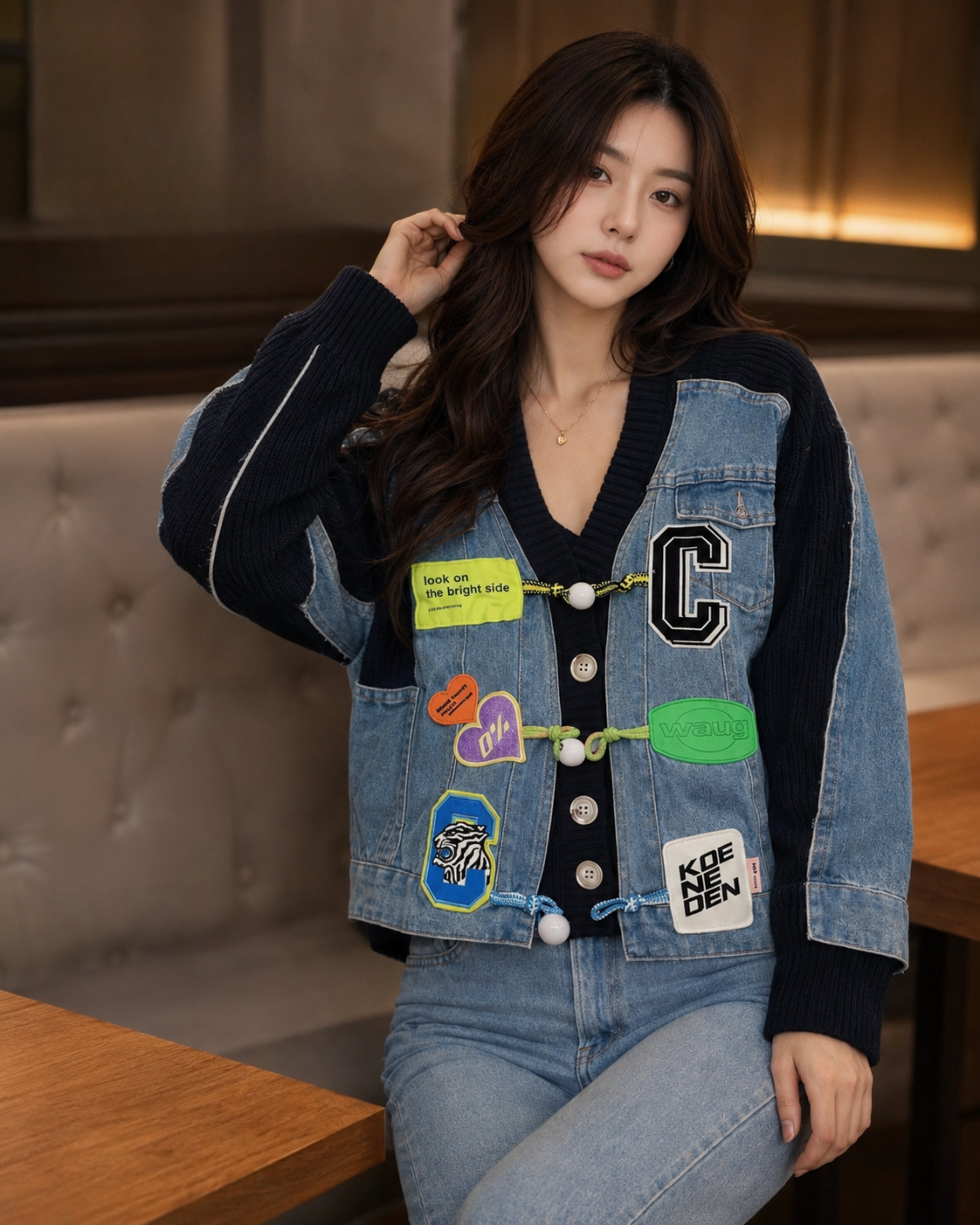 Denim top Black