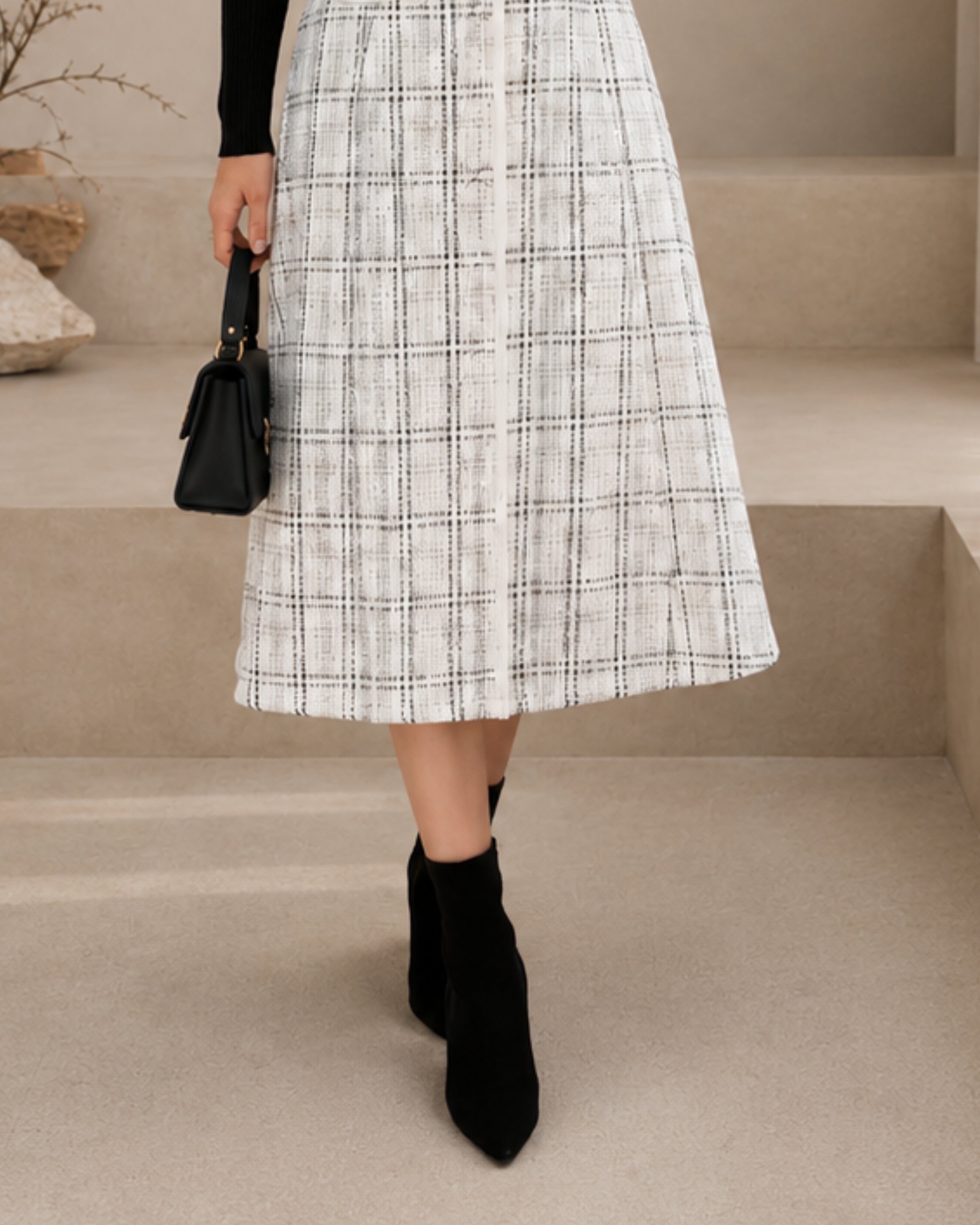 Check Dress White