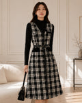 Check Dress Black