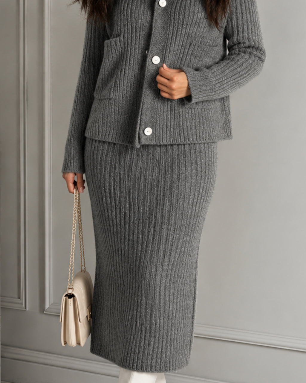 Woolen Cord Set Grey